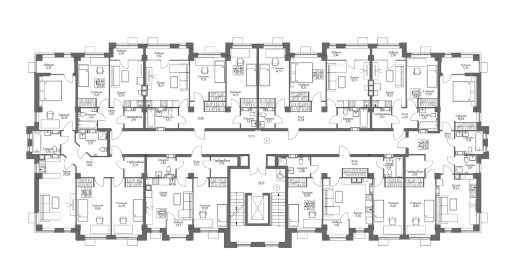 2-к квартира, 66.95 м - Фото 1