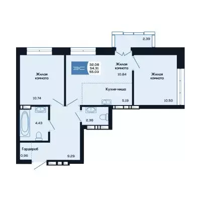 3-комнатная квартира: Новосибирск, улица Титова, 48 (55.03 м) - Фото 1