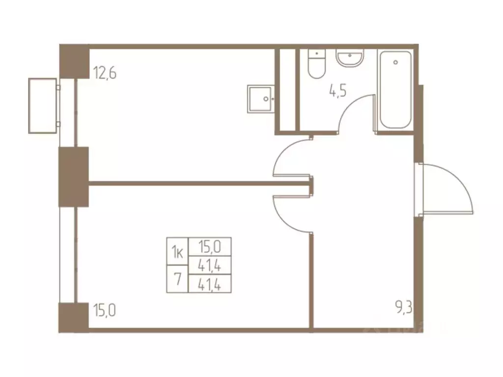 1-к кв. Московская область, Пушкино Фабрикант жилой комплекс, 1 (41.4 ... - Фото 1