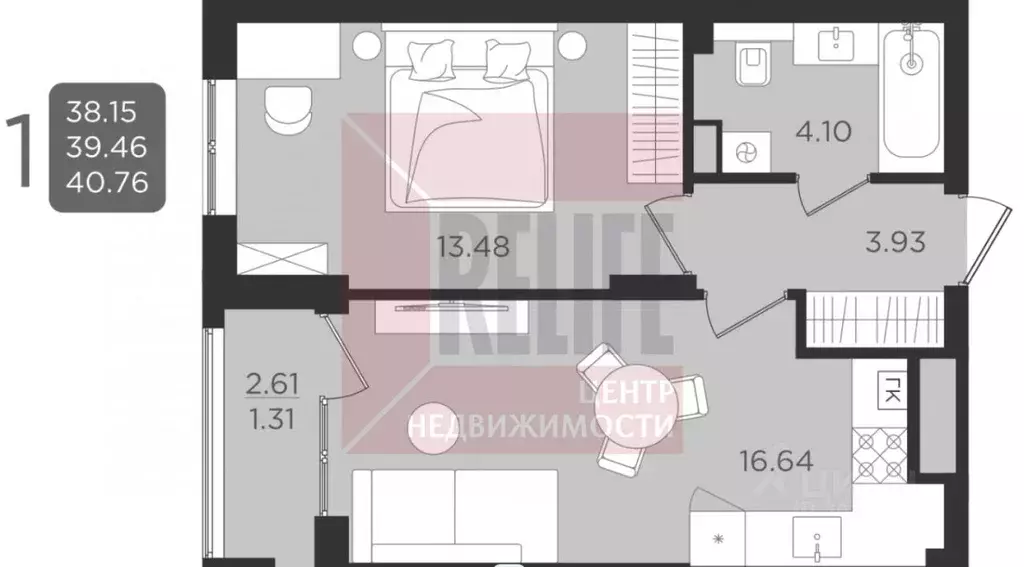 1-к кв. Калининградская область, Калининград ул. Старшины Дадаева, ... - Фото 2