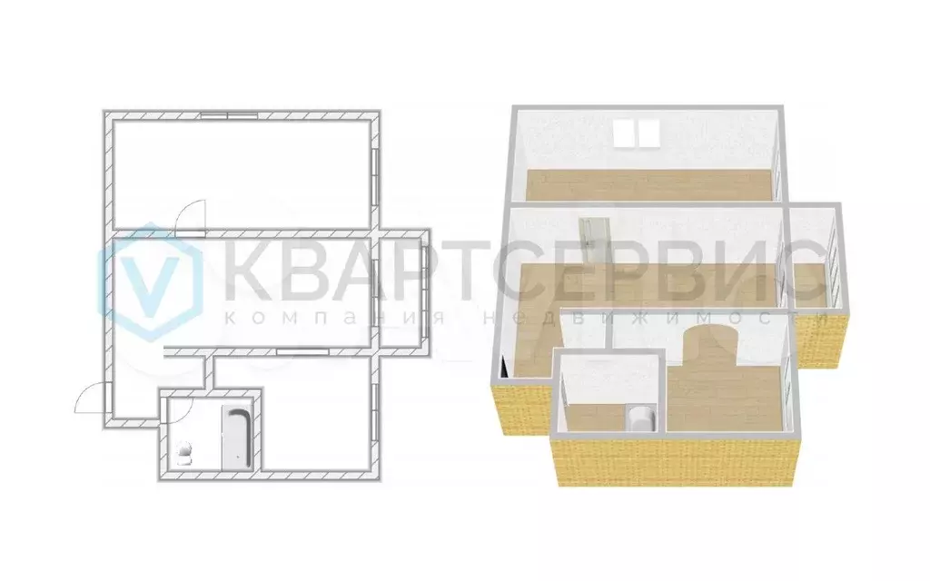 2-к. квартира, 41,6 м, 3/5 эт. - Фото 0