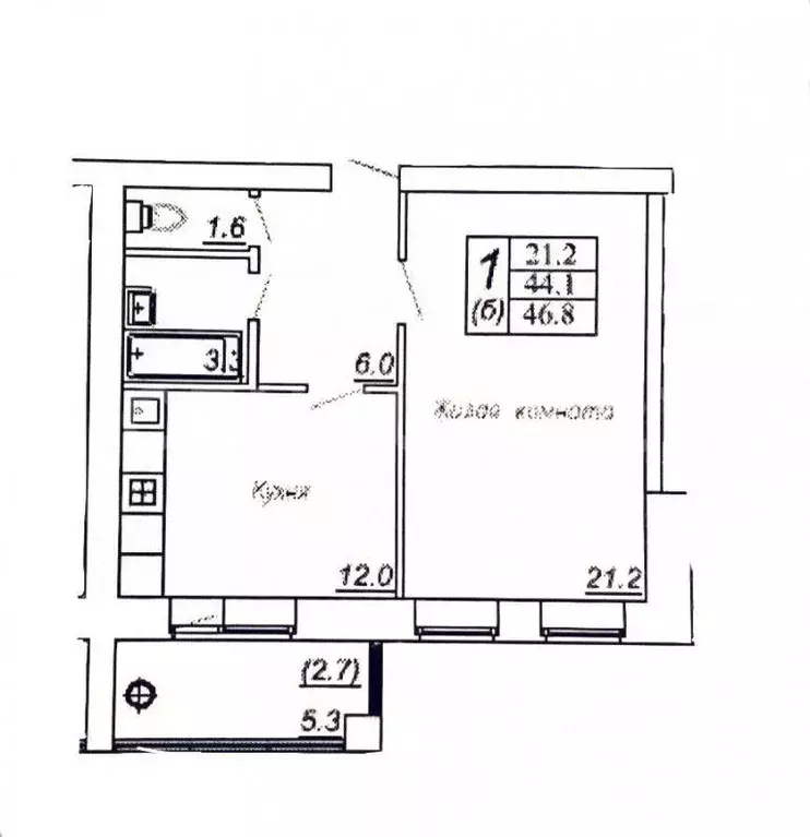 1-к кв. Чувашия, Чебоксары ул. Константина Иванова, 94 (46.8 м) - Фото 1
