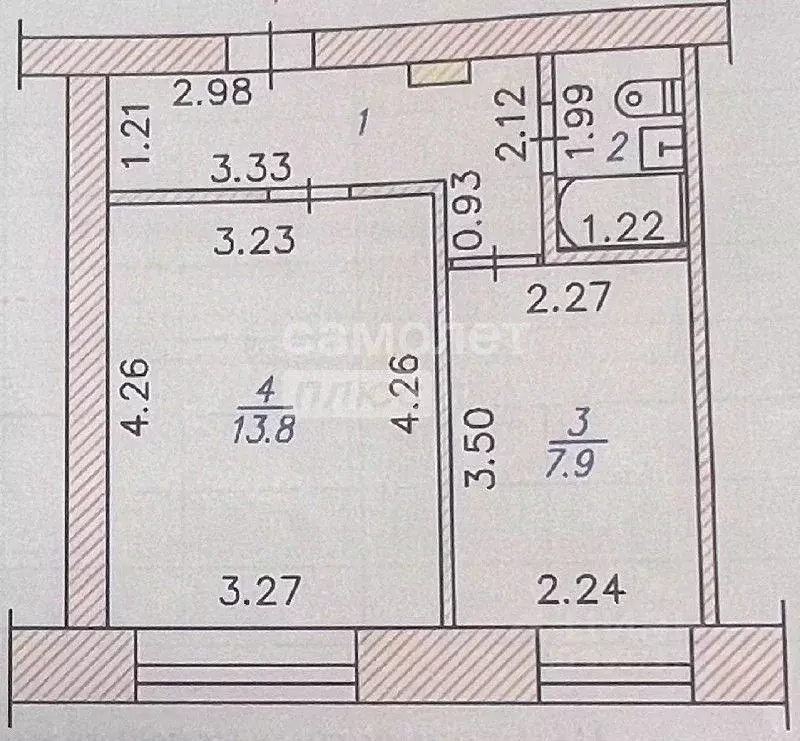 1-к кв. Чувашия, Новочебоксарск Зеленый бул., 19 (29.9 м) - Фото 2