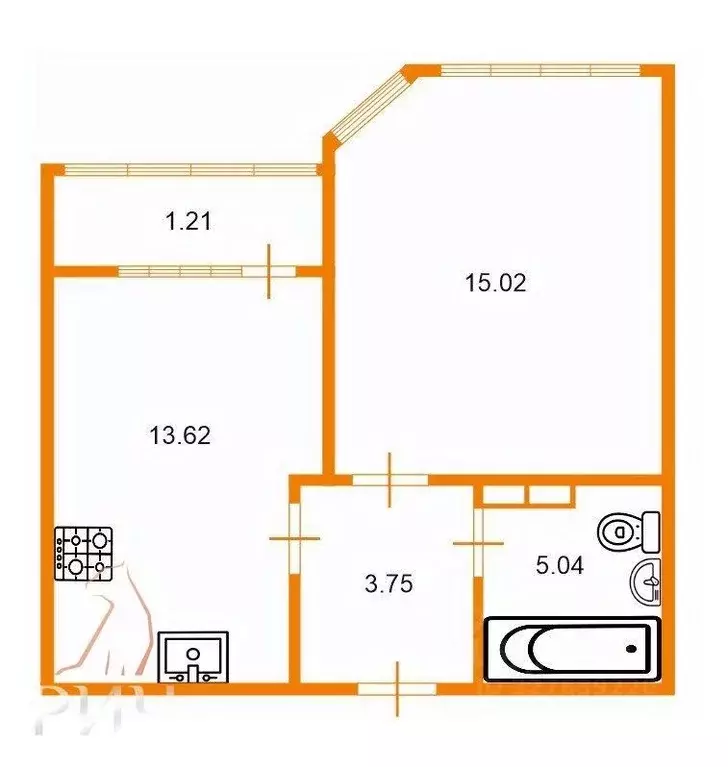 1-к кв. Санкт-Петербург пос. Парголово, ул. Федора Абрамова, 8 (38.0 ... - Фото 2