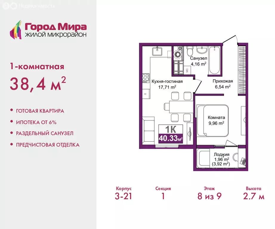 1-комнатная квартира: Симферополь, улица Батурина, 177к2 (38.4 м) - Фото 1