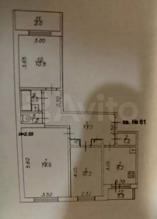 3-к. квартира, 70 м, 6/9 эт. - Фото 0