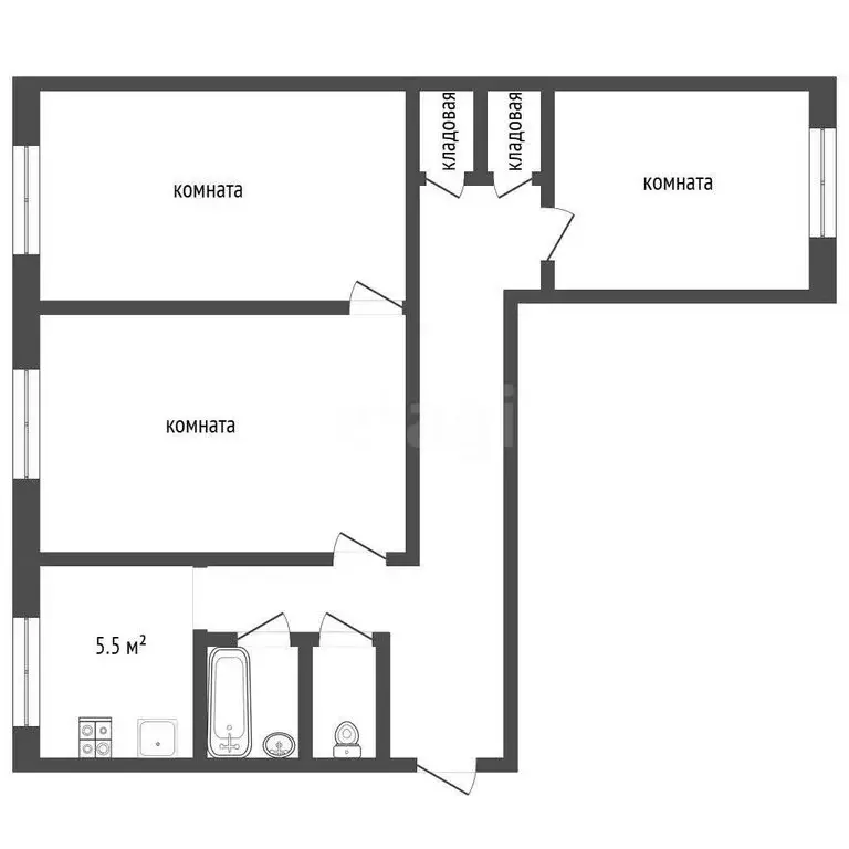 3-комнатная квартира: Кача, улица Авиаторов, 19 (55.9 м) - Фото 1