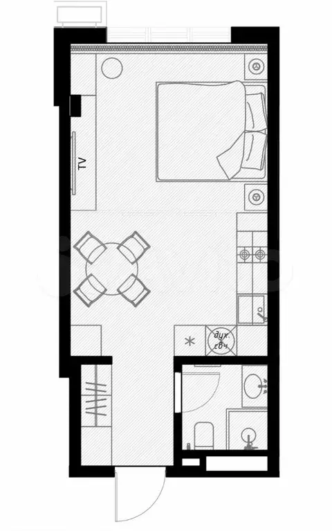 Квартира-студия, 29,5 м, 4/7 эт. - Фото 1