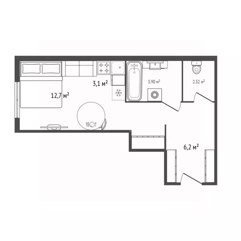 Студия Новосибирская область, Новосибирск ул. Коминтерна, 89 (23.9 м) - Фото 2