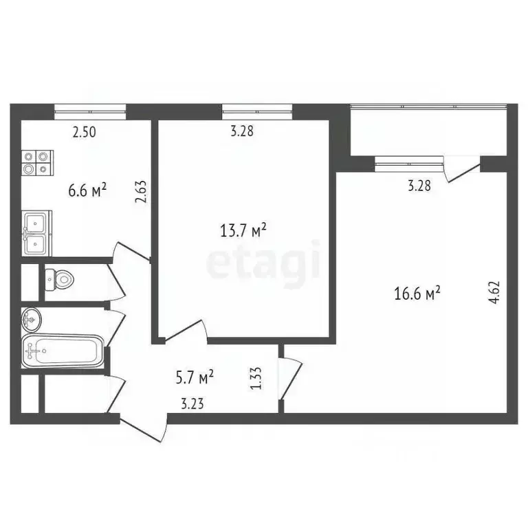 2-к кв. Москва Белореченская ул., 23 (47.0 м) - Фото 1