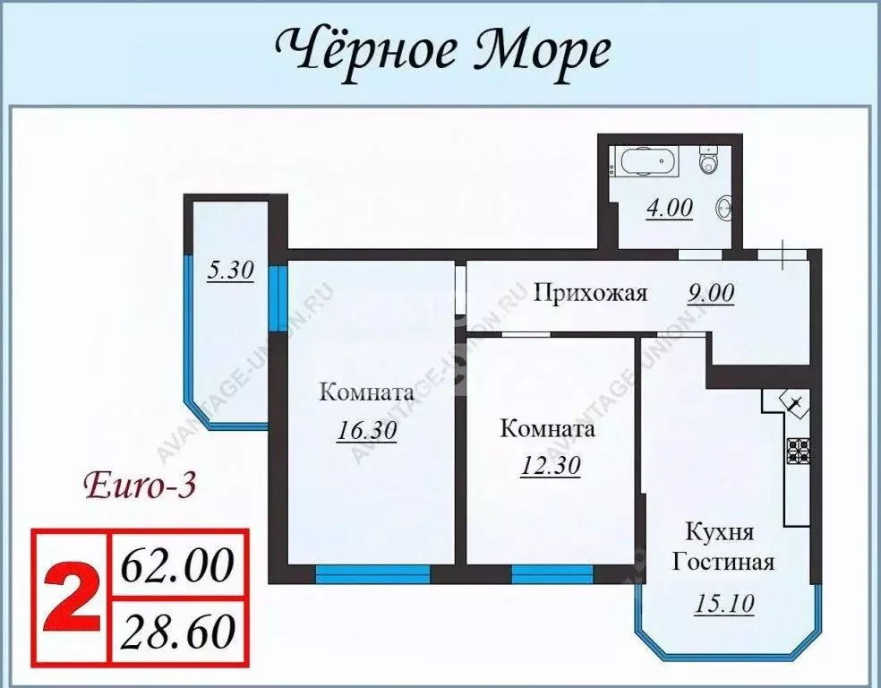 2-к кв. Краснодарский край, Анапа Анапское ш., 32к6 (62.0 м) - Фото 2