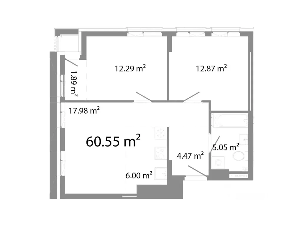 3-к кв. Челябинская область, Челябинск ул. Худякова, 18/4 (60.55 м) - Фото 0