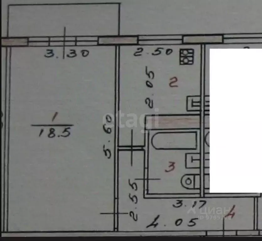 1-к кв. Татарстан, Казань ул. Мусина, 49 (32.7 м) - Фото 2