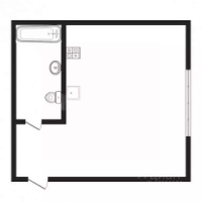 Студия Тюменская область, Тюмень Волгоградская ул., 70 (16.2 м) - Фото 2