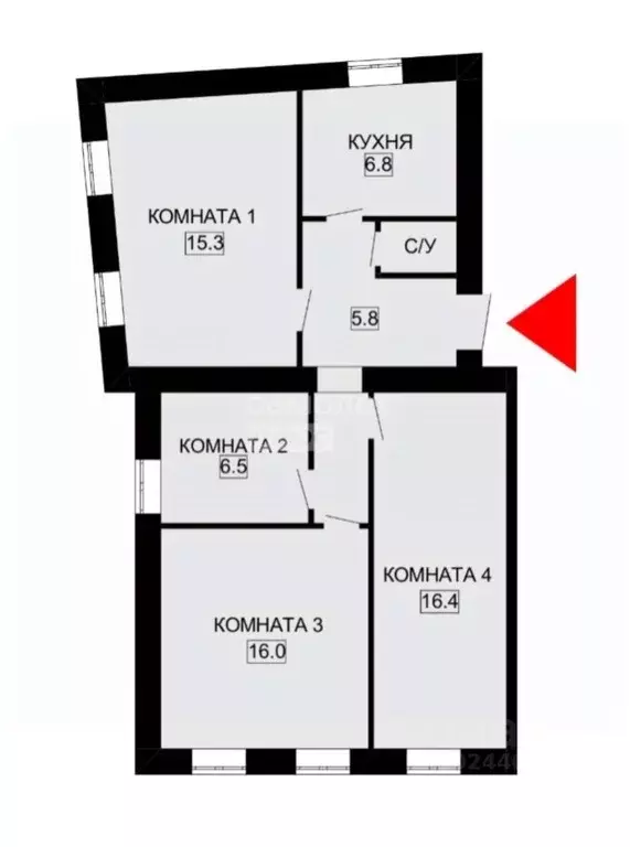 Комната Санкт-Петербург Ново-Александровская ул., 3а (38.8 м) - Фото 1