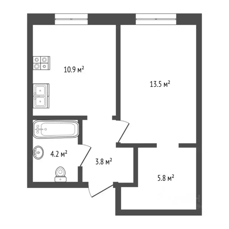 1-к кв. Тюменская область, Тюмень ул. Республики, 204к12 (38.3 м) - Фото 2