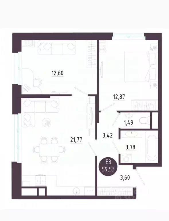 2-к кв. Тульская область, Тула пос. Горелки, Большая ул., 12 (59.53 м) - Фото 1