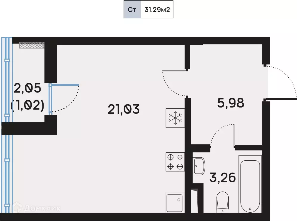 Продаётся 1-к квартира, 31.7 м - Фото 0