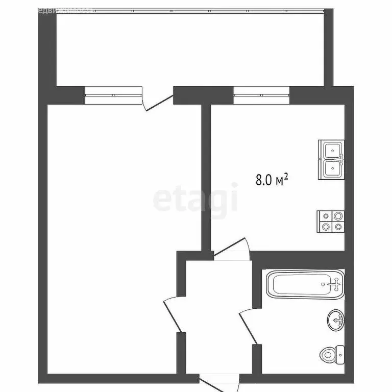 1-комнатная квартира: Тюмень, Лесопарковая улица, 13А (26.6 м) - Фото 1