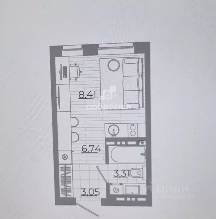 Студия Свердловская область, Екатеринбург ул. Амундсена, 3 (21.0 м) - Фото 1