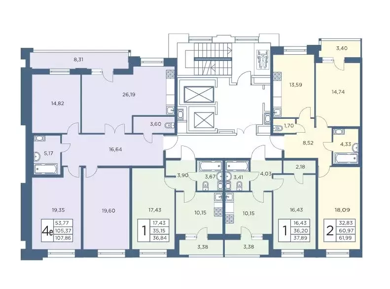 2-к кв. Санкт-Петербург ул. Александра Матросова, 8к3 (61.99 м) - Фото 1