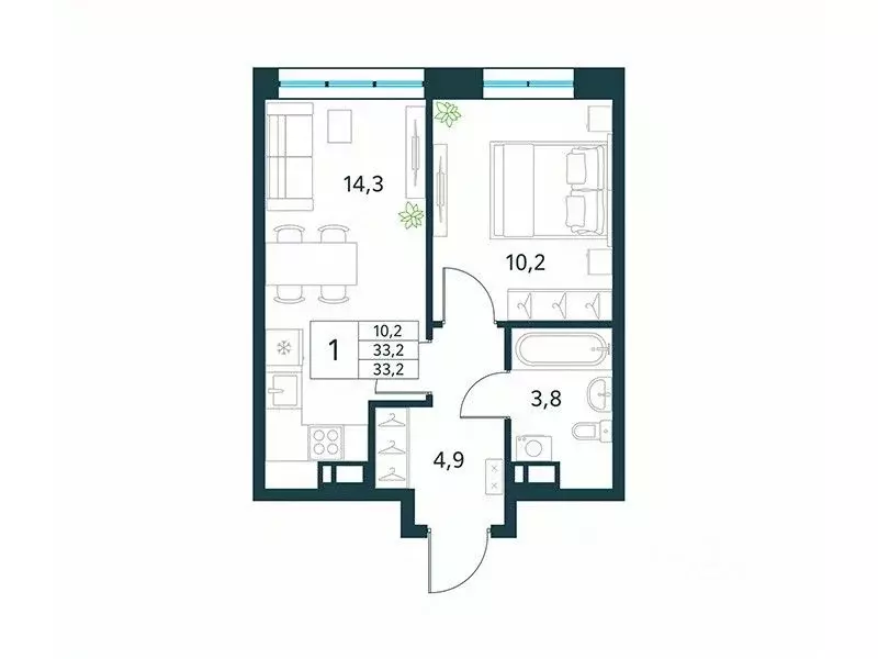 1-к кв. Забайкальский край, Чита Хороший мкр,  (33.2 м) - Фото 1