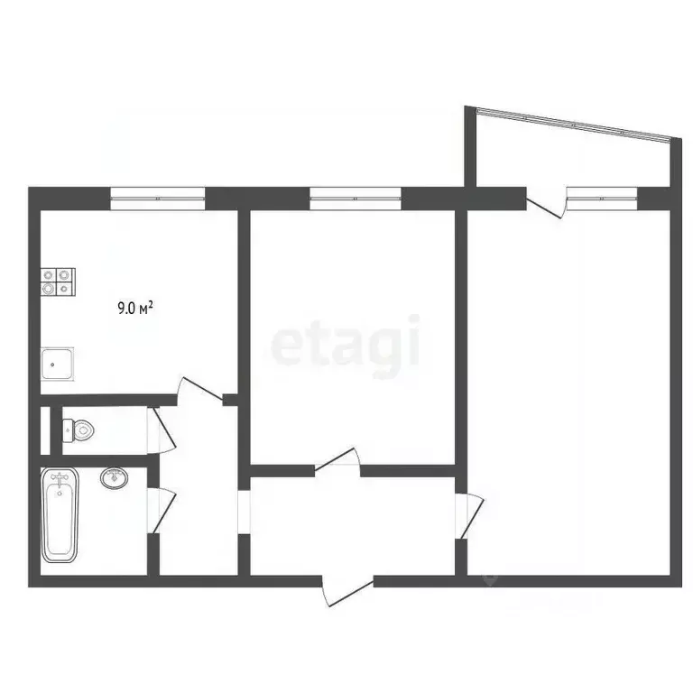 2-к кв. Тюменская область, Тюмень ул. Немцова, 41 (49.4 м) - Фото 1