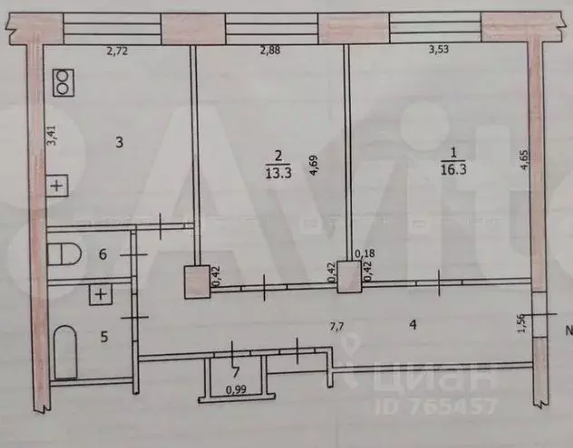 2-к кв. Татарстан, Казань просп. Ибрагимова, 26 (56.3 м) - Фото 2