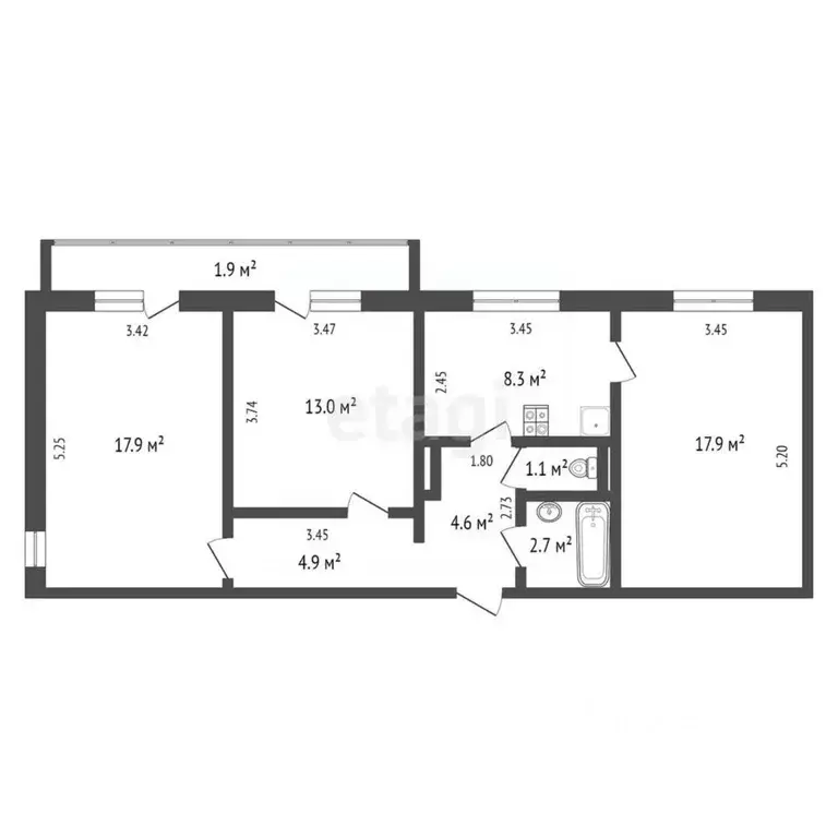 3-к кв. Крым, Феодосия ш. Симферопольское, 41В (72.3 м) - Фото 2