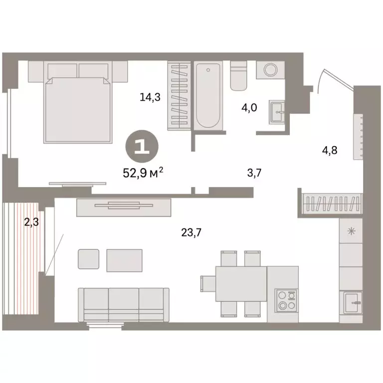 1-комнатная квартира: Екатеринбург, жилой район Сортировочный, ... - Фото 2