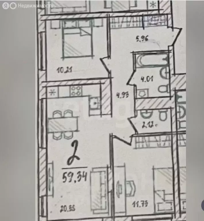 2-комнатная квартира: Тюмень, улица Василия Подшибякина, 11 (59.3 м) - Фото 1