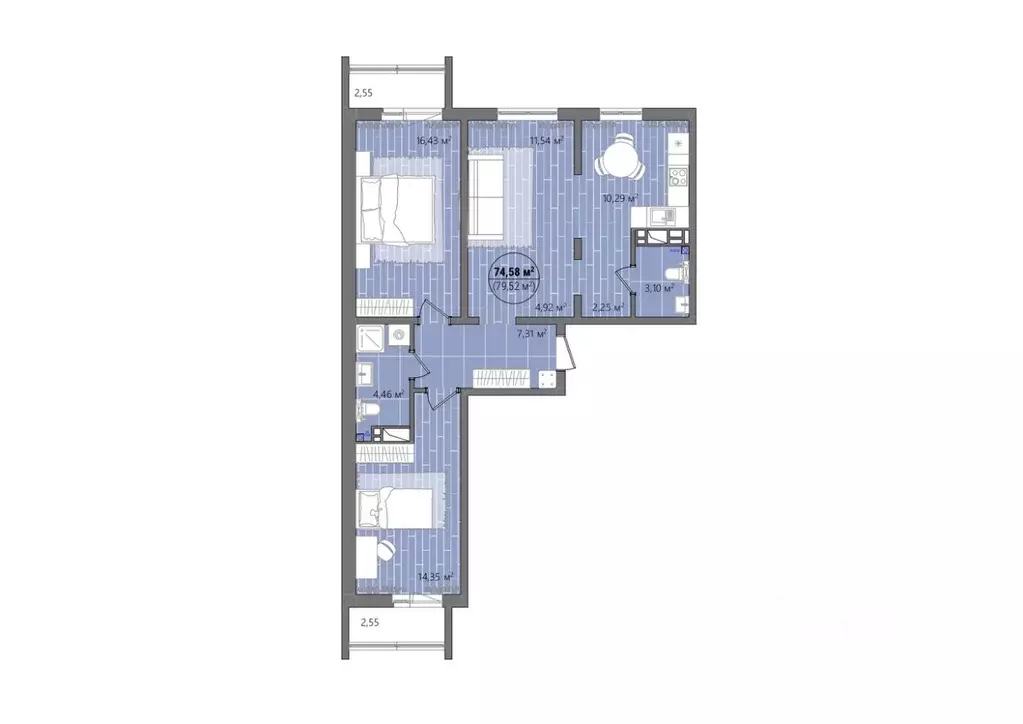 3-к кв. Челябинская область, Челябинск ул. Труда, 14 (80.95 м) - Фото 0