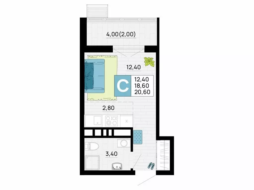 Квартира-студия: Тахтамукайский район, посёлок городского типа ... - Фото 1