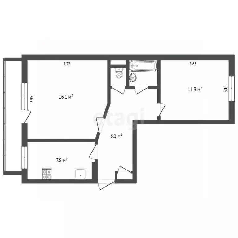 2-к кв. Ярославская область, Даниловский муниципальный округ, с. ... - Фото 2