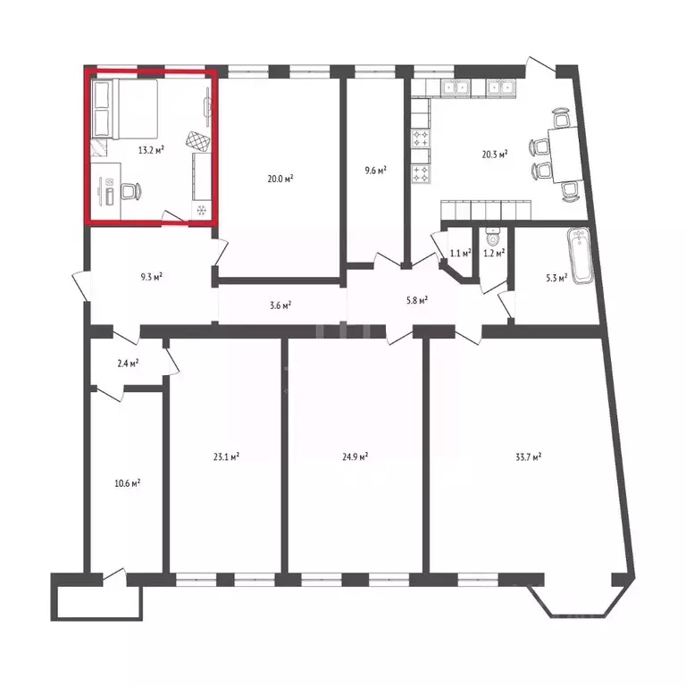 Комната Санкт-Петербург просп. Добролюбова, 3 (13.2 м) - Фото 2