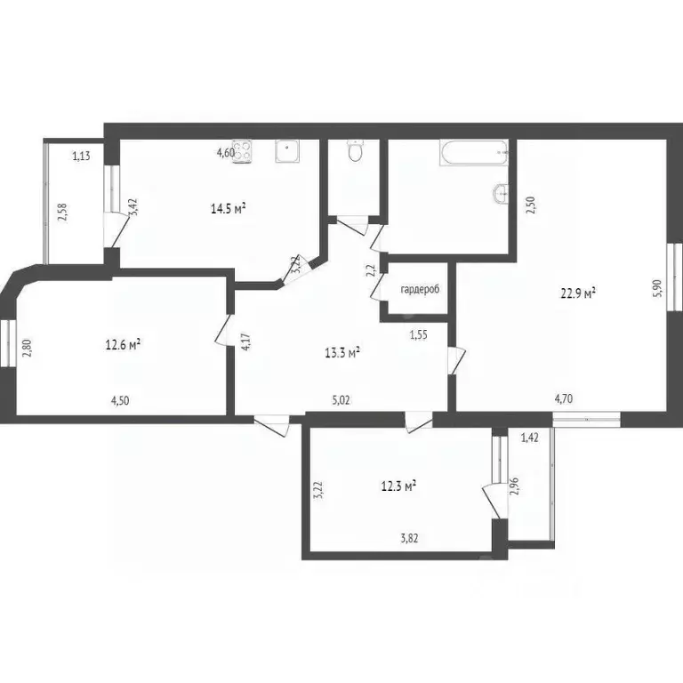 3-к кв. Калужская область, Калуга ул. Дзержинского, 92к2 (90.0 м) - Фото 2