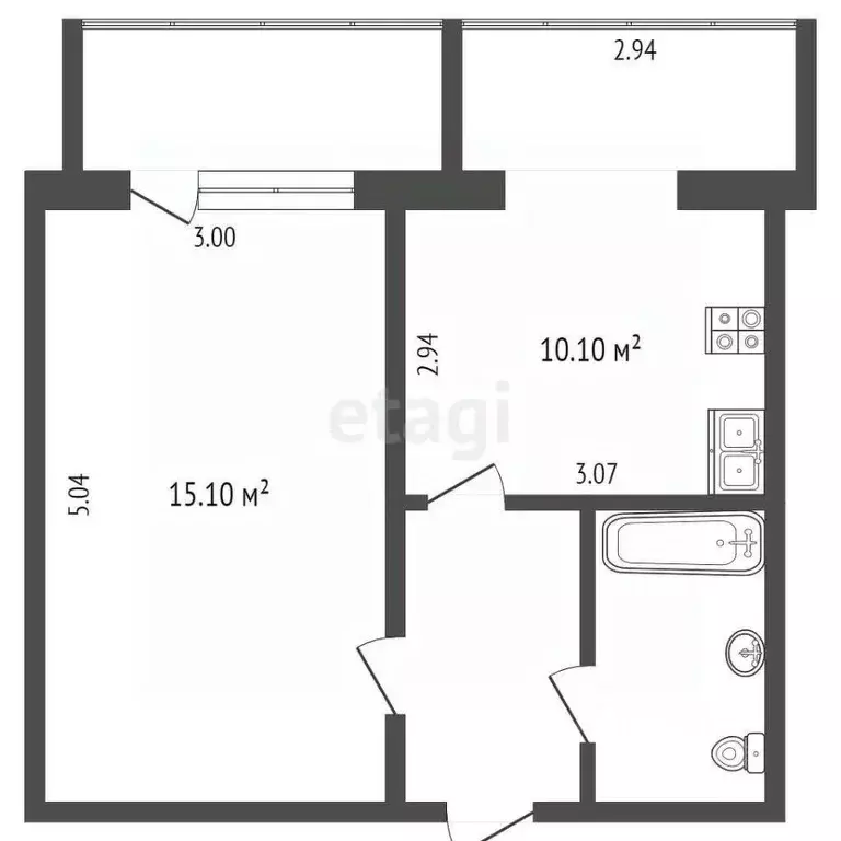 1-к кв. Ханты-Мансийский АО, Сургут ул. Мелик-Карамова, 74Б (34.9 м) - Фото 2