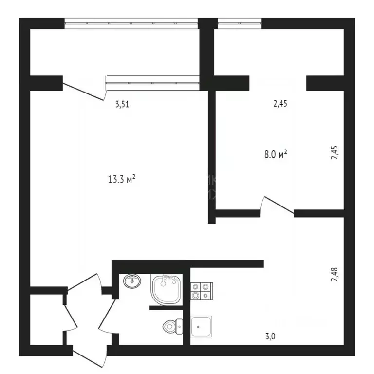 2-к кв. Тюменская область, Тюмень ул. Бабарынка, 16а (36.0 м) - Фото 1