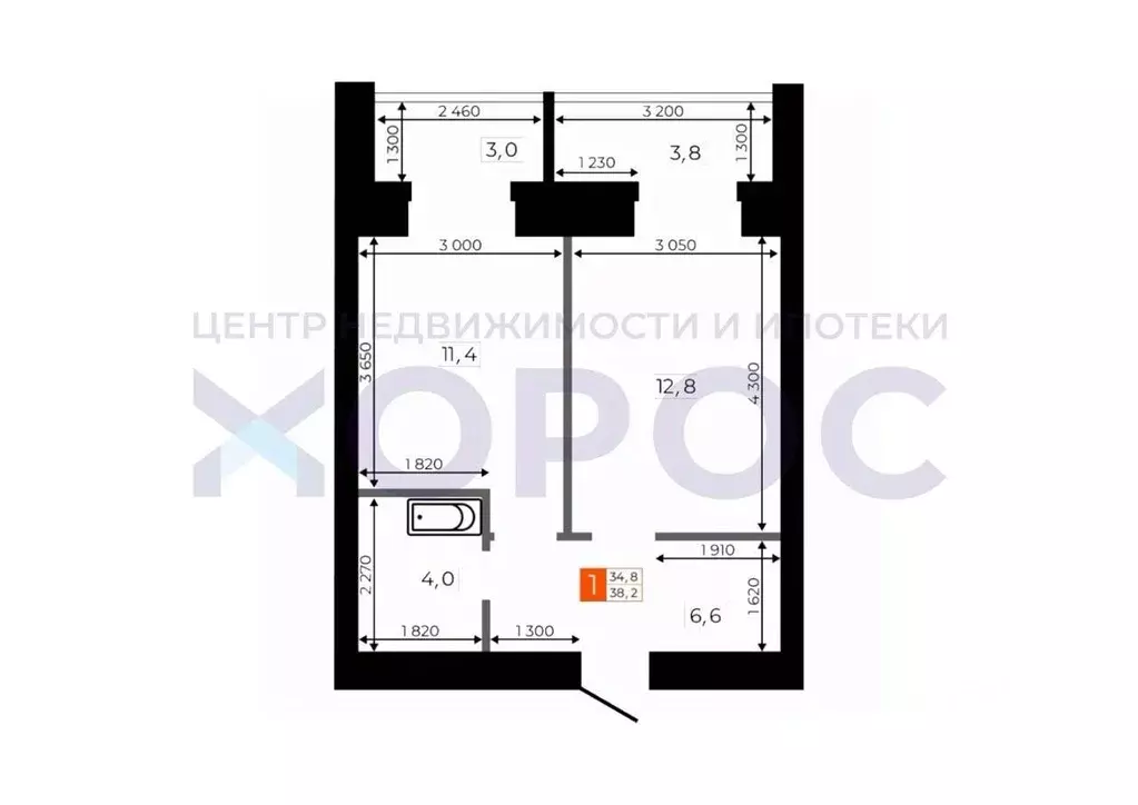 1-к кв. Амурская область, Благовещенск Литейная ул., 41 (38.1 м) - Фото 1