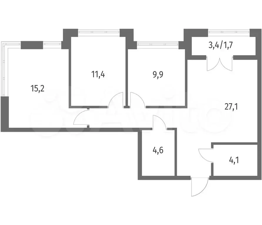 3-к. квартира, 74 м, 2/9 эт. - Фото 1