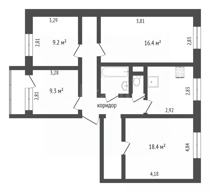 4-к кв. Тюменская область, Тюмень Молодежная ул., 70к1 (81.0 м) - Фото 2