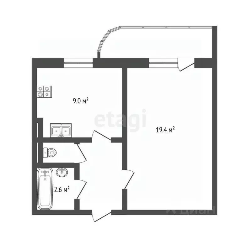 1-к кв. Омская область, Омск ул. 24-я Северная, 218 (37.7 м) - Фото 1