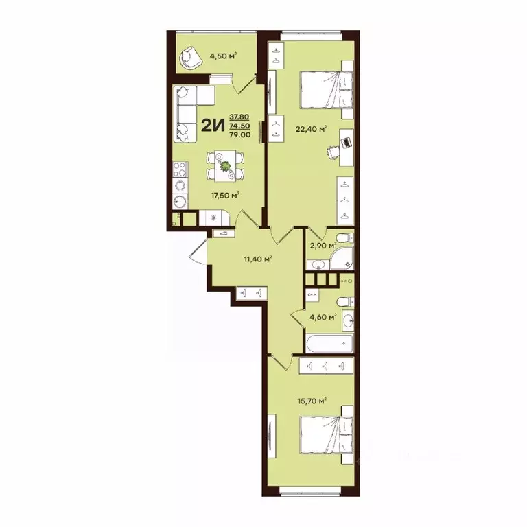 2-к кв. Владимирская область, Владимир ул. Чайковского, 7 (79.0 м) - Фото 1
