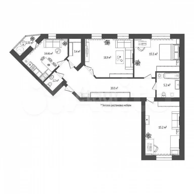 3-к. квартира, 95 м, 1/16 эт. - Фото 0