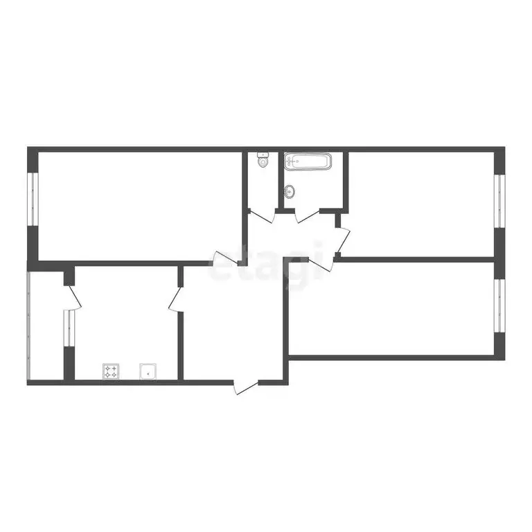 3-комнатная квартира: Тюмень, Севастопольская улица, 5 (68 м) - Фото 1