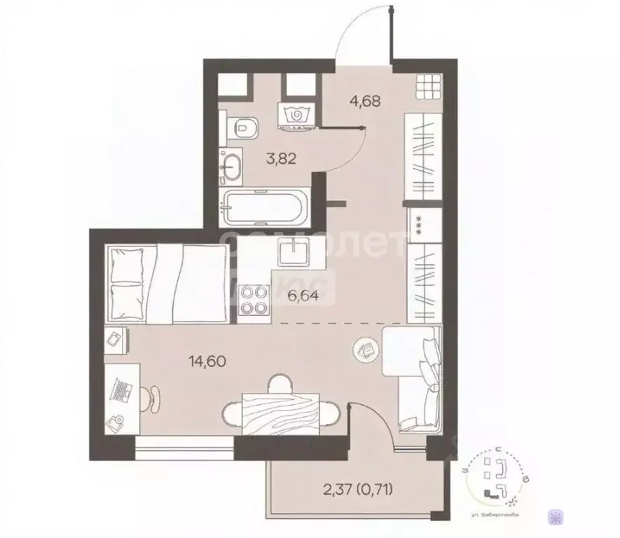 1-к кв. Омская область, Омск ул. Завертяева, 1/1 (33.0 м) - Фото 1