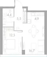 1-комнатная квартира: Москва, Кутузовский проезд, 16А/1 (44 м) - Фото 1