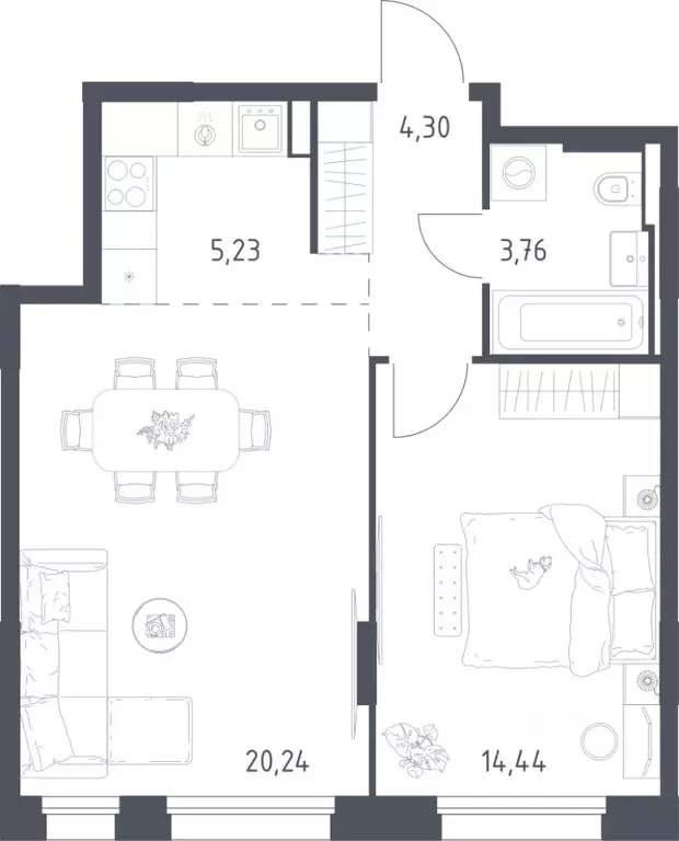 1-к кв. Московская область, Одинцовский городской округ, Заречье пгт ... - Фото 1