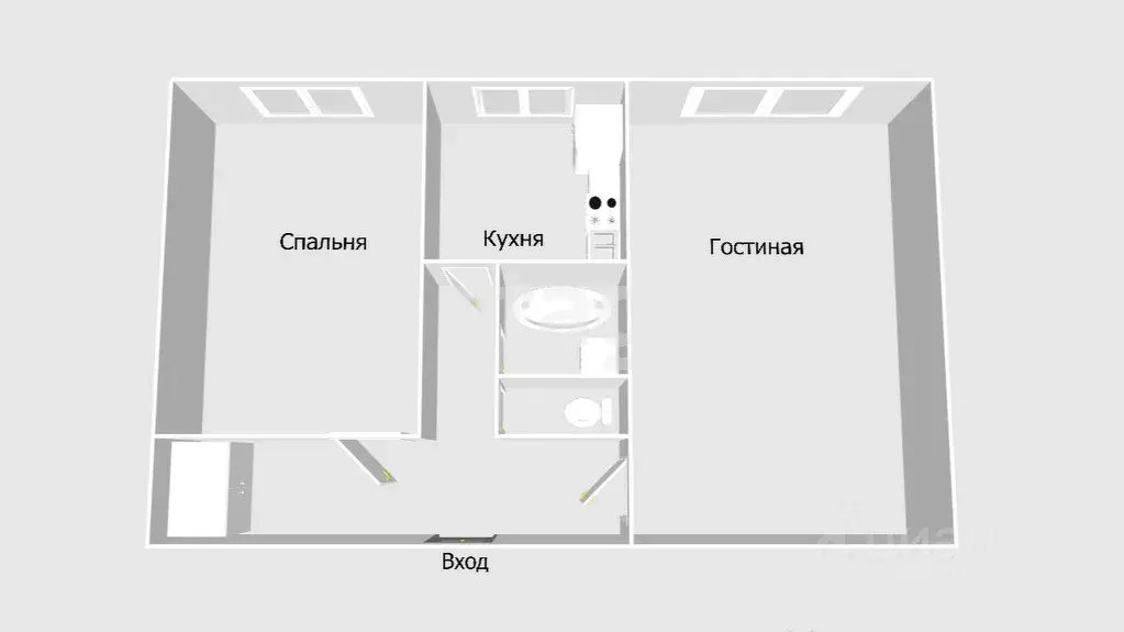 2-к кв. Сахалинская область, Южно-Сахалинск Комсомольская ул., 217 ... - Фото 1