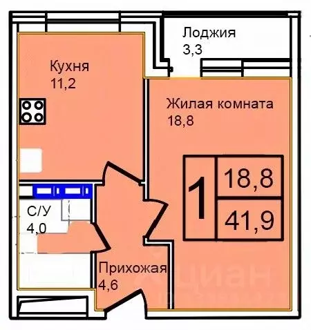 1-к кв. Москва Троицк поселение,  (41.9 м) - Фото 1